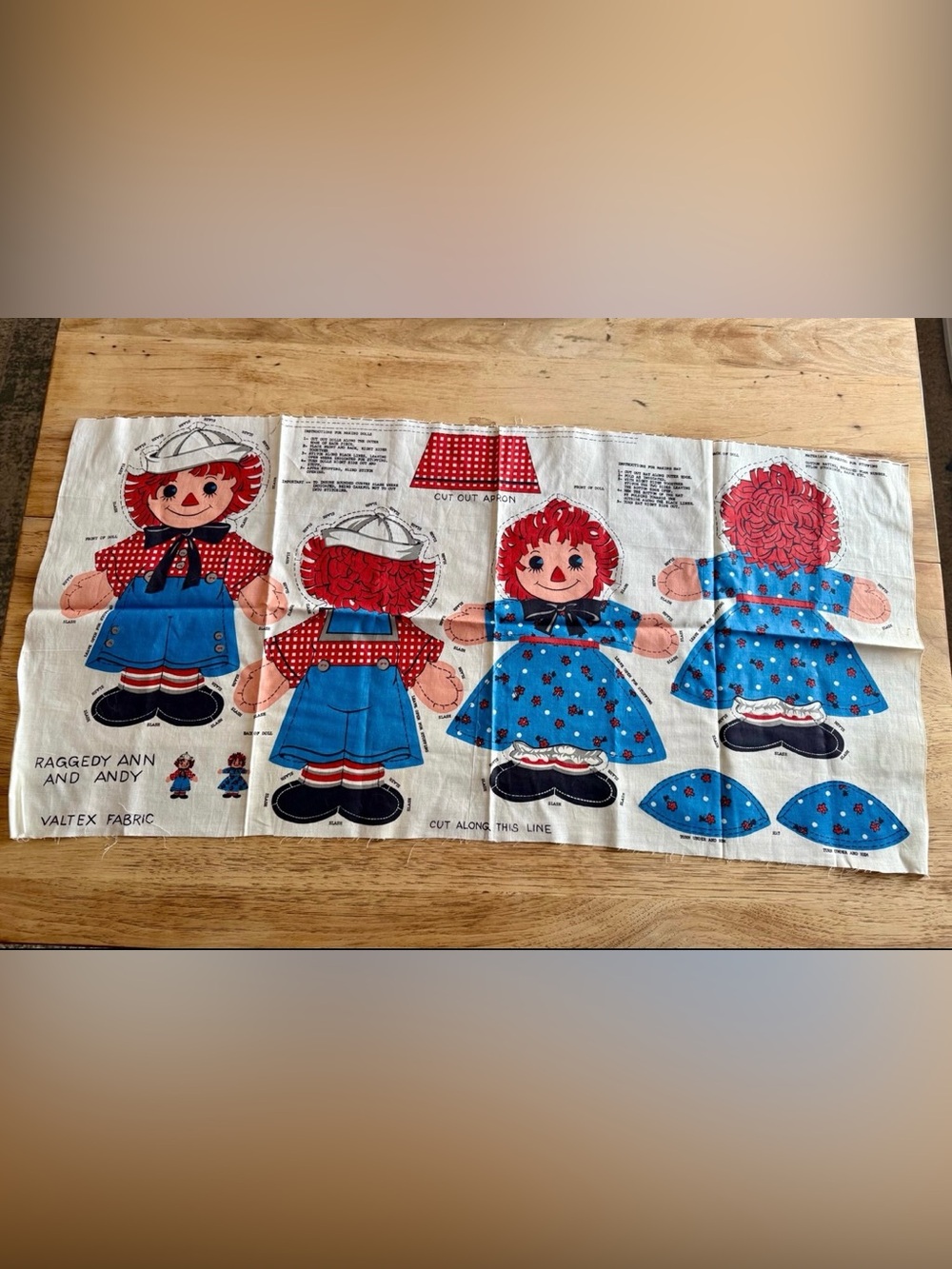 Vintage Raggedy Ann & Andy Fabric Pillow Doll Cut & Sew Pattern Valtex Fabric